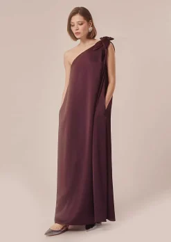 Robe En Satin Fluide Marron Rekia*TARA JARMON New