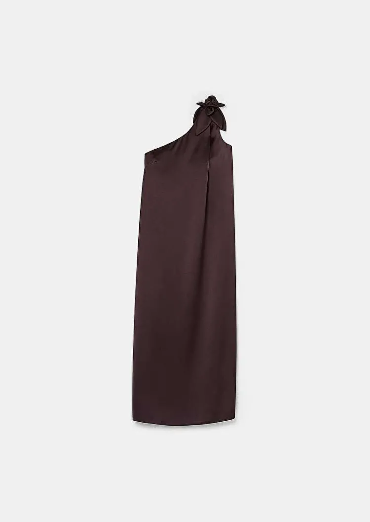 Robe En Satin Fluide Marron Rekia*TARA JARMON New