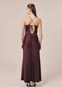Robe Fluide En Satin Marron Raphaelle*TARA JARMON Clearance