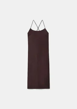 Robe Fluide En Satin Marron Reane*TARA JARMON Sale