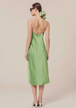 Robe Fluide En Satin Vert Reane*TARA JARMON Fashion
