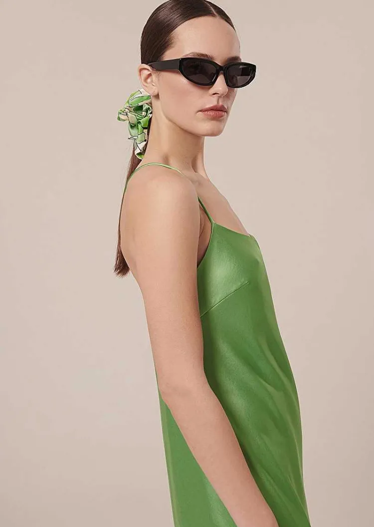 Robe Fluide En Satin Vert Reane*TARA JARMON Fashion