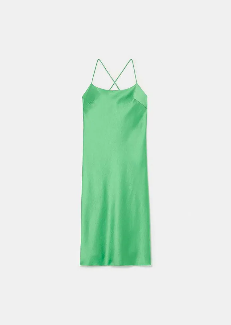 Robe Fluide En Satin Vert Reane*TARA JARMON Fashion