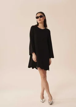 Robe Noire Ruoda En Crepe*TARA JARMON Sale