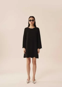 Robe Noire Ruoda En Crepe*TARA JARMON Sale