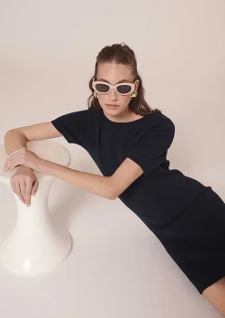 Robe Rocky En Cupro Bleu Nuit*TARA JARMON Hot