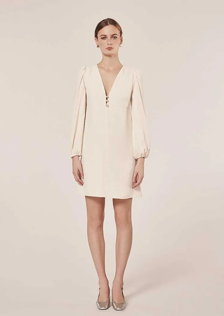 Robe Rolis En Crepe Ecru*TARA JARMON Clearance