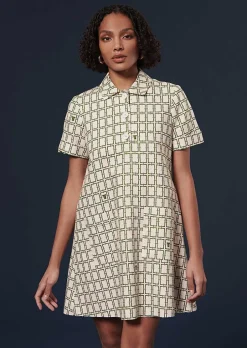 Robe Romarin Ecru Avec Motif Graphique Vert*TARA JARMON Best