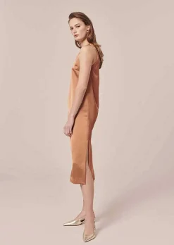 Roselyne Brown Dess En Satin Fluide*TARA JARMON Fashion