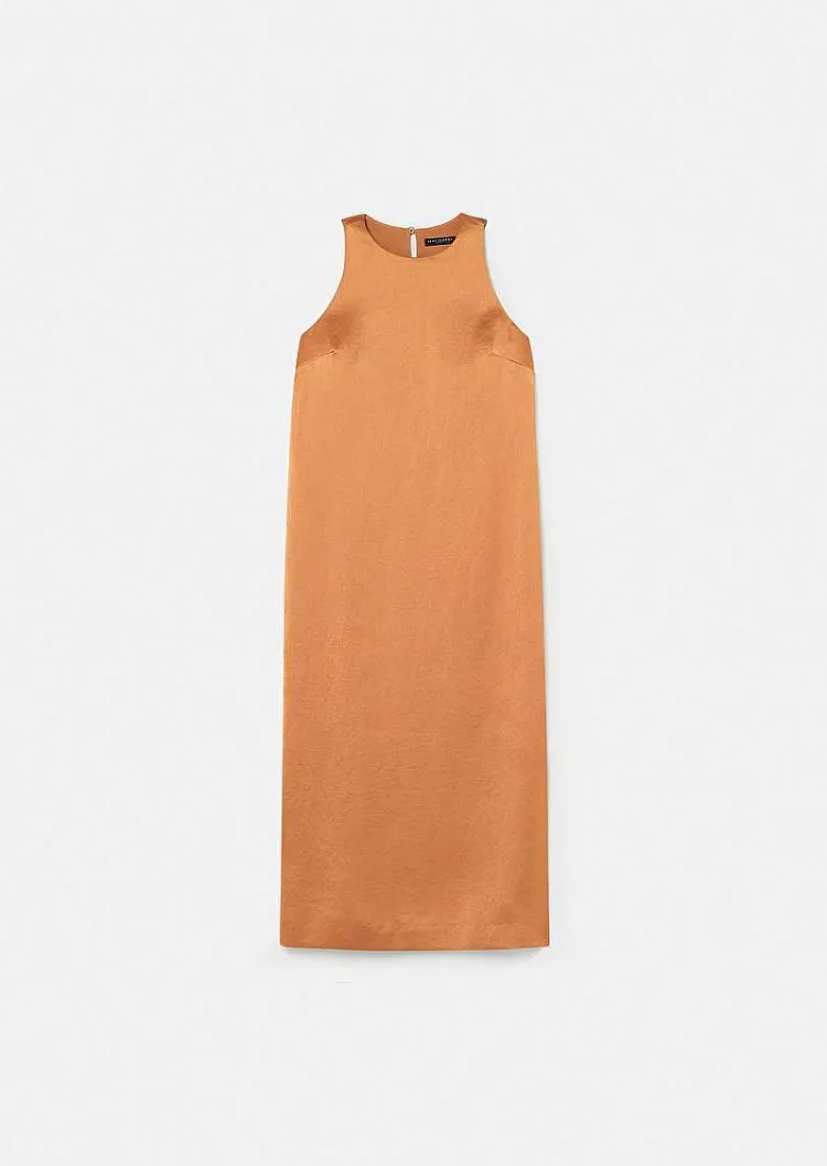Roselyne Brown Dess En Satin Fluide*TARA JARMON Fashion